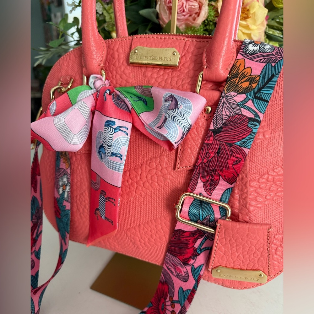 Burberry Pink Orchard Leather Satchel w/added unbranded crossbody strap - Picture 13 of 13